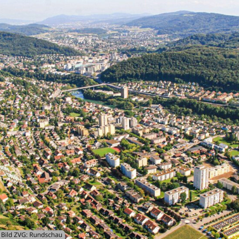 Flugaufnahme der Region Untersiggenthal und Obersiggenthal – Gebiet des FTTH Glasfasernetzes von Siggenthal4net – Quadratisch zugeschnitten