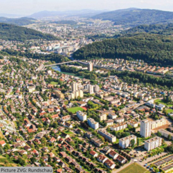 Aerial view of the Untersiggenthal and Obersiggenthal region - area of the Siggenthal4net FTTH fibre optic network - Square cut