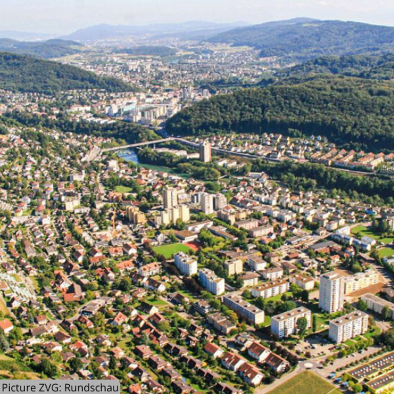 Aerial view of the Untersiggenthal and Obersiggenthal region - area of the Siggenthal4net FTTH fibre optic network - Square cut